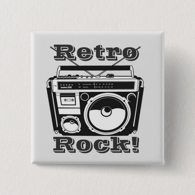 Retro Rock! 2 Inch Square Button (Front)