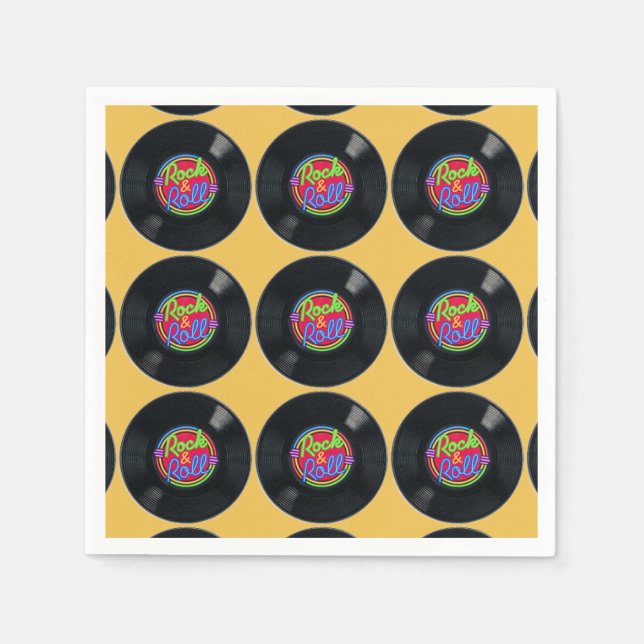 Retro Rock and Roll Vinyl Pattern Napkins (Front)