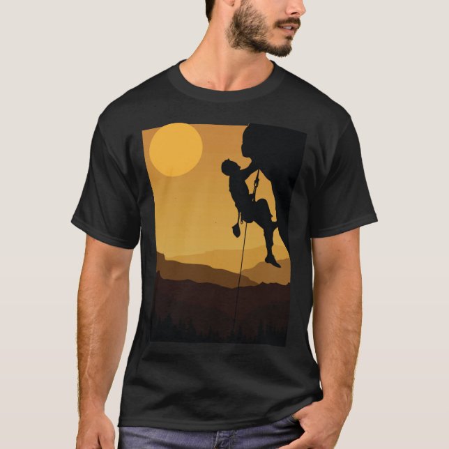 Retro Rock Climbing Bouldering 80s Mountain Rock C T-Shirt (Front)