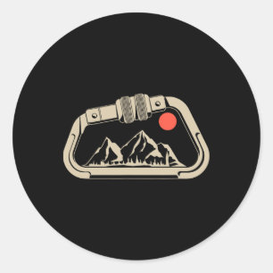 Retro Rock Climbing Bouldering Mountain Carabiner  Classic Round Sticker