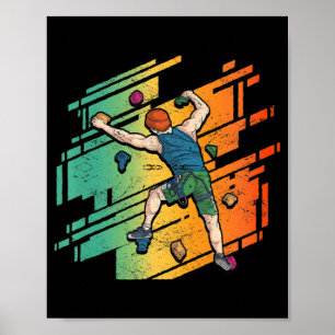 Retro Rock Climbing Bouldering Mountain Climbing  Poster