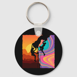 Retro Rock Climbing Bouldering Wall Climber Keychain