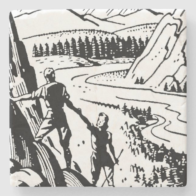 Retro Rock Climbing Stone Coaster (Front)