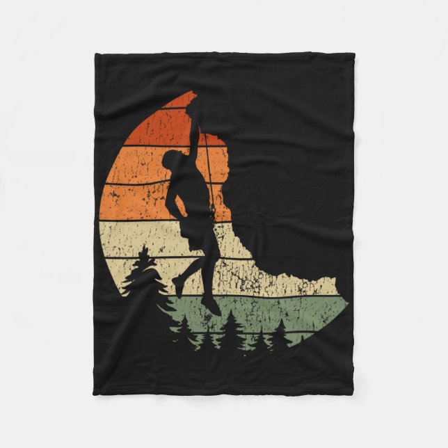 Retro Rock Climbing Vintage Climber  Fleece Blanket (Front)