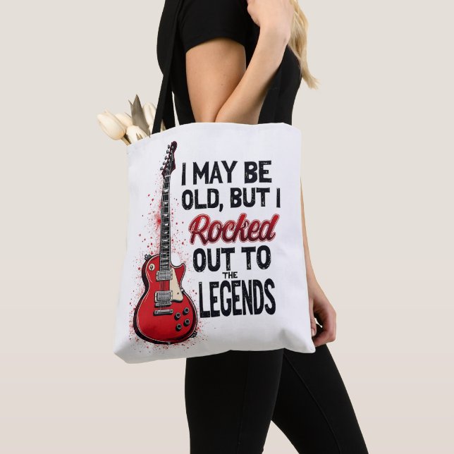 Retro Rock Guitar Classic Music Nostalgia Design Tote Bag (Close Up)