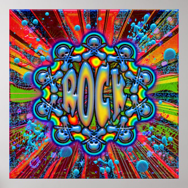 RETRO ROCK GUITARS AND SKULLS POSTER (Front)