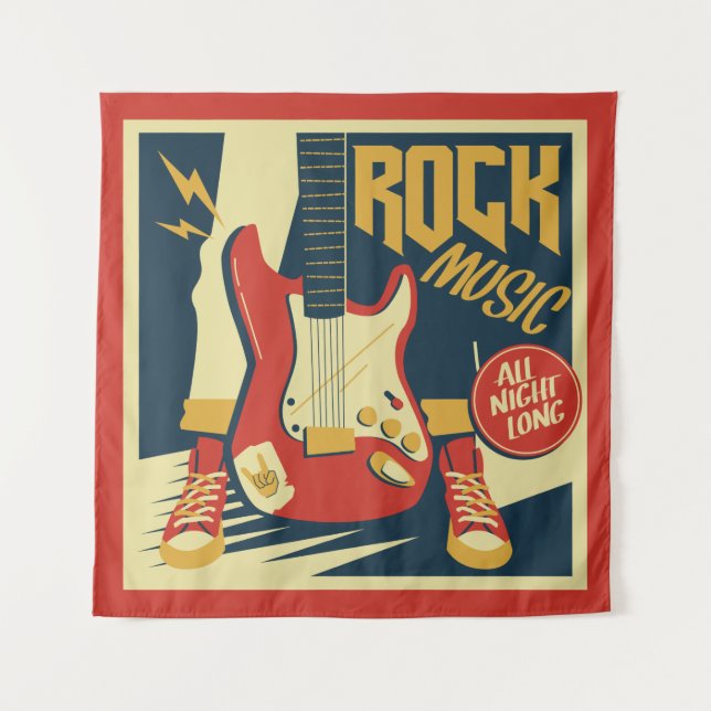 Retro Rock Music tapestry (Front)