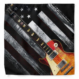 Retro Rock N Roll American Flag Guitar Bandana