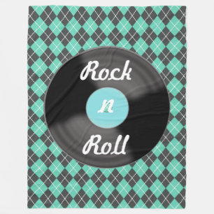 Retro Rock n Roll Record Fleece Blanket Gift