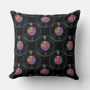 Retro Rock & Roll Vinyl Throw Pillow