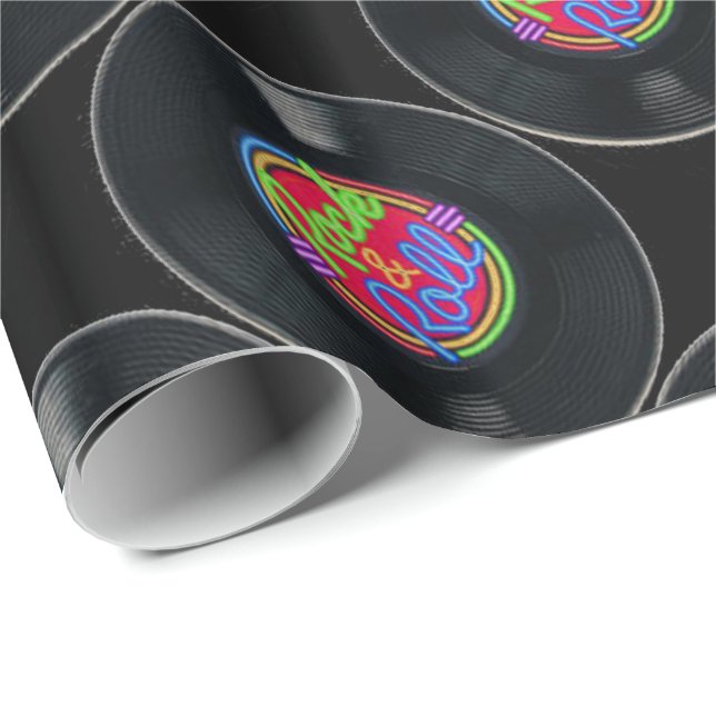 Retro Rock & Roll Vinyl Wrapping Paper (Roll Corner)