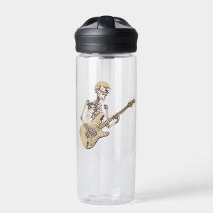 Retro Rock Skeleton Guitar Graphic Water Bottle
