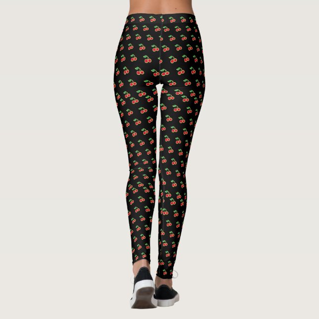 Retro Rockabilly Cherry Leggings (Dos)