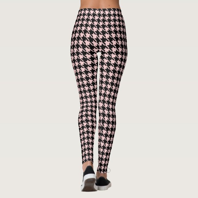 Retro Rockabilly Rose Houndstooth Leggings (Dos)