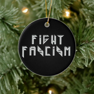Retro Rocker - Fight Fascism Ceramic Ornament