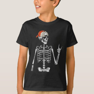 Retro Rocker Skeleton Hand Rock On Cap Skater Hall T-Shirt