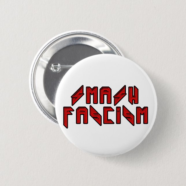 Retro Rocker - Smash Fascism 2 Inch Round Button (Front & Back)
