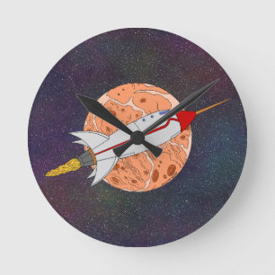 Retro Rocket 2026 Round Clock