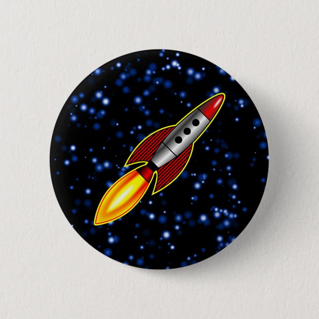 Retro Rocket 2 Inch Round Button (Front)