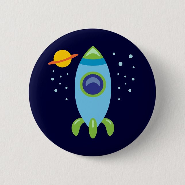 Retro Rocket 2 Inch Round Button (Front)