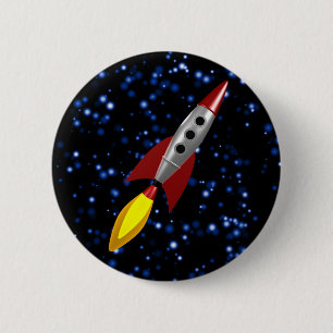 Retro Rocket 3d 2 Inch Round Button
