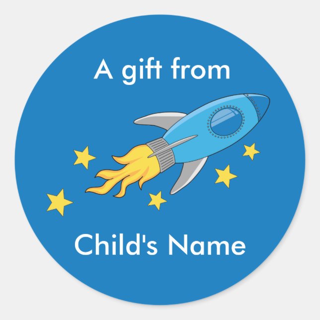 Retro Rocket Birthday Goodie Bag Labels (Front)