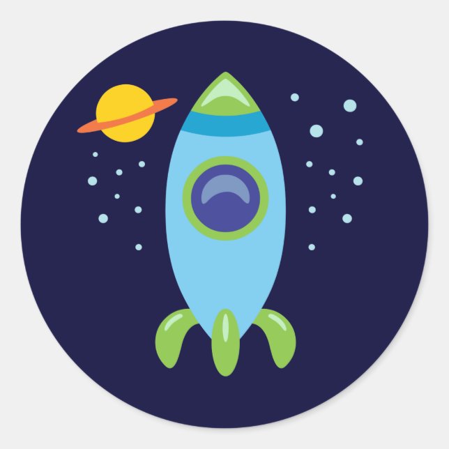 Retro Rocket Classic Round Sticker (Front)