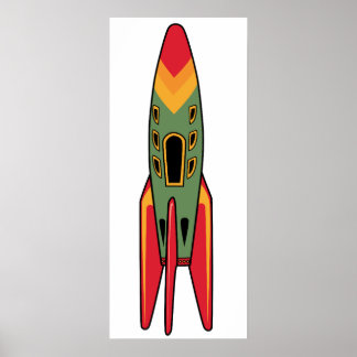Retro Rocket - Colour Poster