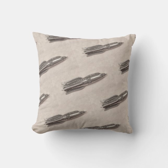 Retro Rocket Coussin par Springtime Creations (Recto)