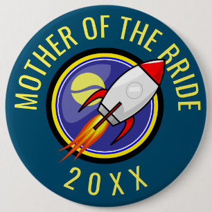 Retro Rocket Customizable Longer Text 6 Inch Round Button