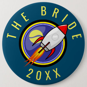 Retro Rocket Customizable Text 6 Inch Round Button
