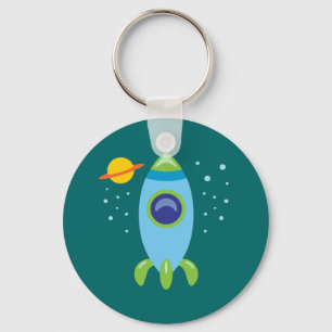 Retro Rocket Keychain
