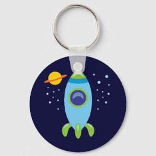 Retro Rocket Keychain
