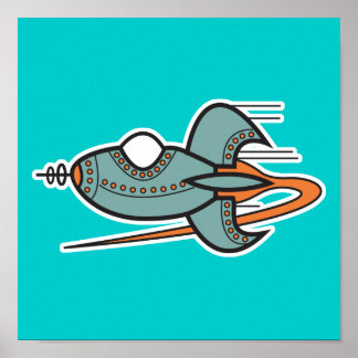 retro rocket poster