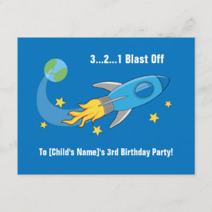 Retro Rocket Ship Birthday Invite
