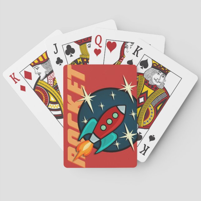 RETRO ROCKET SHIP DECK OF PLAYING CARDS (Back)