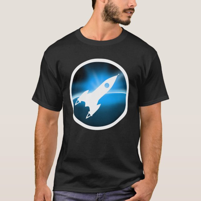 Retro Rocket Ship Graphic T-Shirt (Front)