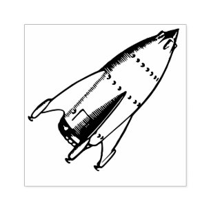 Retro  rocket ship rubber stamp
