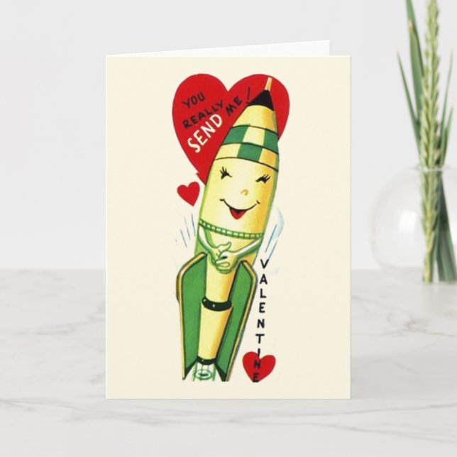 Retro Rocket Ship Valentine's Day Card (Front)