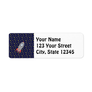 Retro Rocket Ship with Star Pattern Background