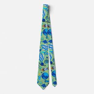 Retro Rockets in Space. L Green BG Tie