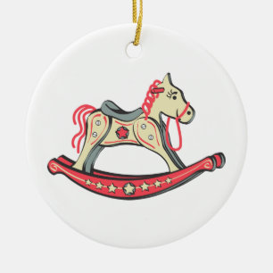 Retro Rocking Horse Ceramic Ornament