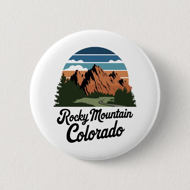 Retro Rocky Mountain National Park 2 Inch Round Button (Front)