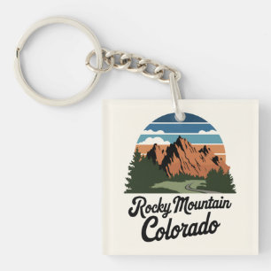 Retro Rocky Mountain National Park Keychain