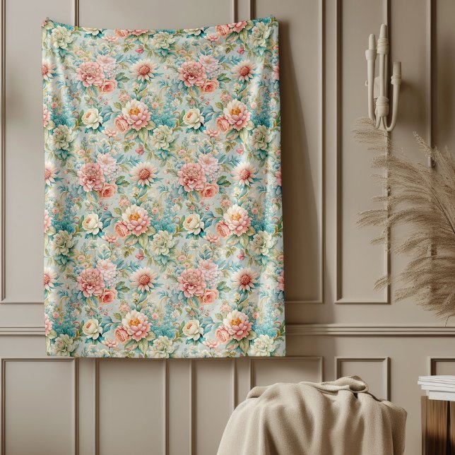Retro Rococo Blanket Featuring Graceful Flowers (Rerto Rococo Blanket Featuring Graceful Flowers)