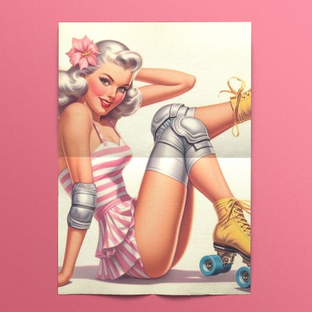 Retro Roller Girl Pin Up Tissue Paper (Creator Uploaded)