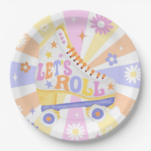 Retro Roller Rink Birthday Party Paper Plate