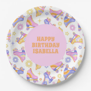 Retro Roller Rink Birthday Party Paper Plate