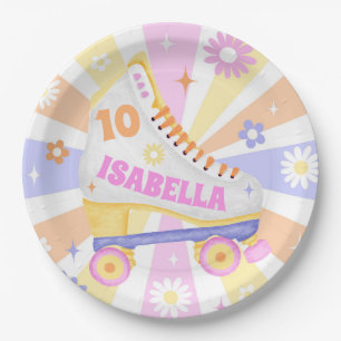 Retro Roller Rink Birthday Party Paper Plate