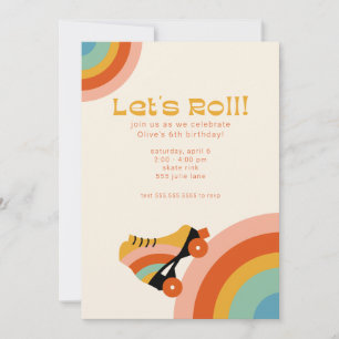 Retro Roller Skate Anniversaire Fête Invitation
